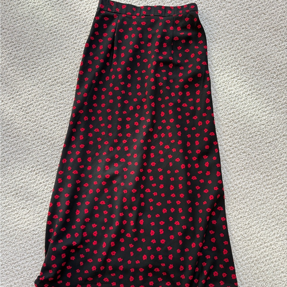 Floral Black and Red Women's Skirt - Picture 2 of 3